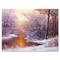 Designart - Christmas Forest With River and Trees II - Traditional Canvas Wall Art Print